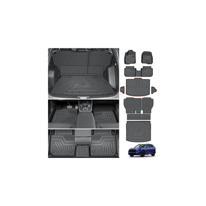 Powerty Floor Mats for 2019-2024 2025 Toyota RAV4 Accessories All Weather Floor Liner 3D TPO 1st & 2nd Row Floor Mat Heavy-Duty Floor Liners(FIT All Models)