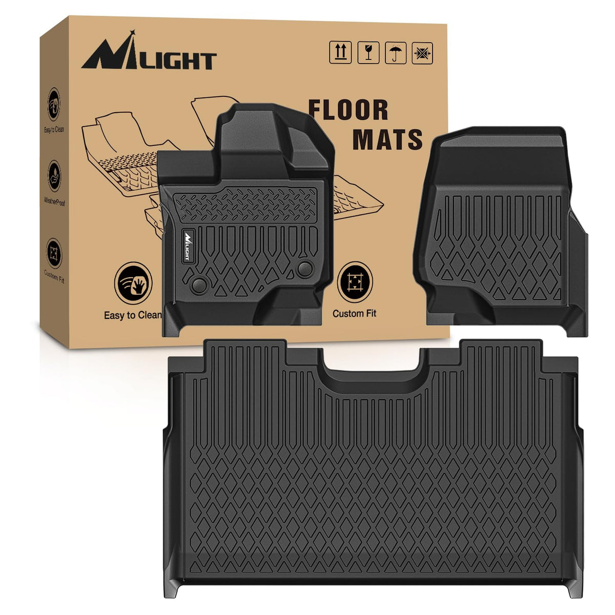 Nilight TPE Floor Mats for Ford F250 F350 F450 Super Duty Crew Cab