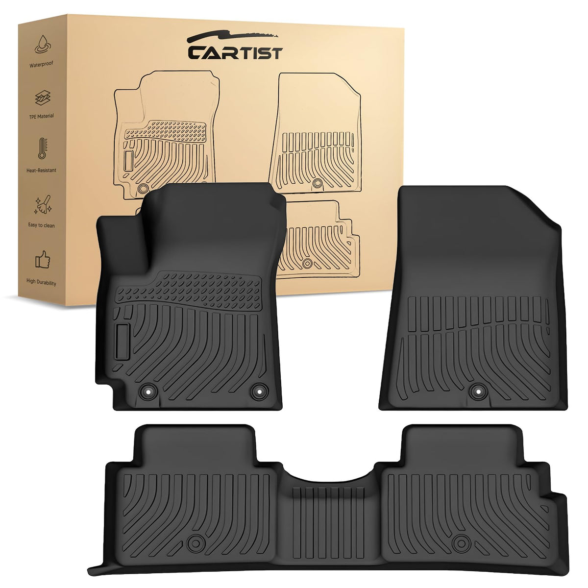 Cartist Floor Mats Fit for Honda HR-V HRV 2023 2024 2025 2026 (Include Hybrid) All Weather Floor Liners Front & 2nd Row Floor Mat for HRV Heavy Duty