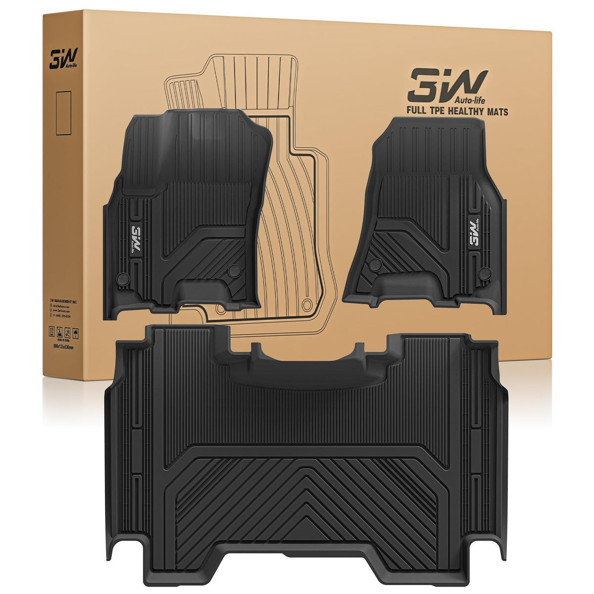 3W Floor Mats for Chevrolet Chevy Colorado/GMC Canyon Crew Cab 2023-2026
