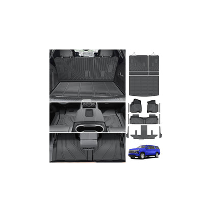 Powerty Floor Mats for 2019-2024 2025 Toyota RAV4 Accessories All Weather Floor Liner 3D TPO 1st & 2nd Row Floor Mat Heavy-Duty Floor Liners(FIT All Models)