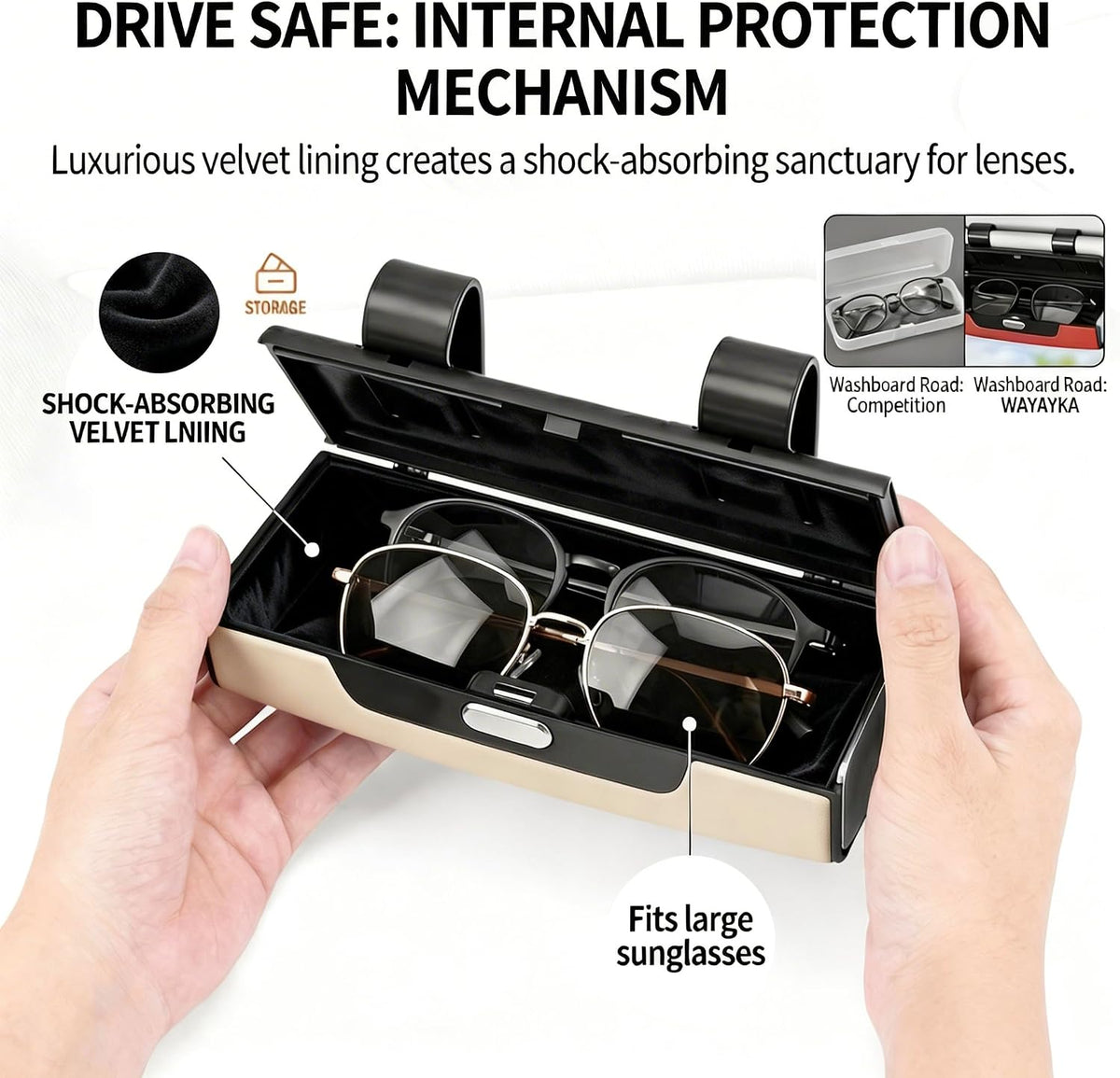 Car Eyeglasses Storage Case,Beige Anti-Scratch Sunglasses Holder