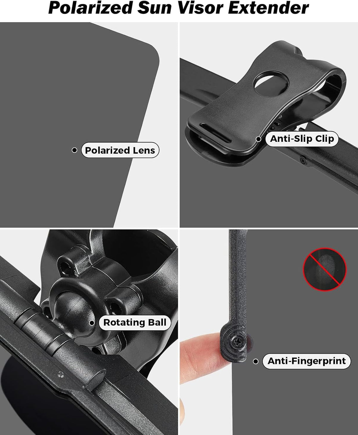 JOYTUTUS Sun Visor Extender for Compact SUVs and Sedans, Universal Anti-Glare Polarized Sun Visor Easy to Install, UV400 Visor Extension Protect from Glare/UV Ray/Stray Light, Safe Driving for Car