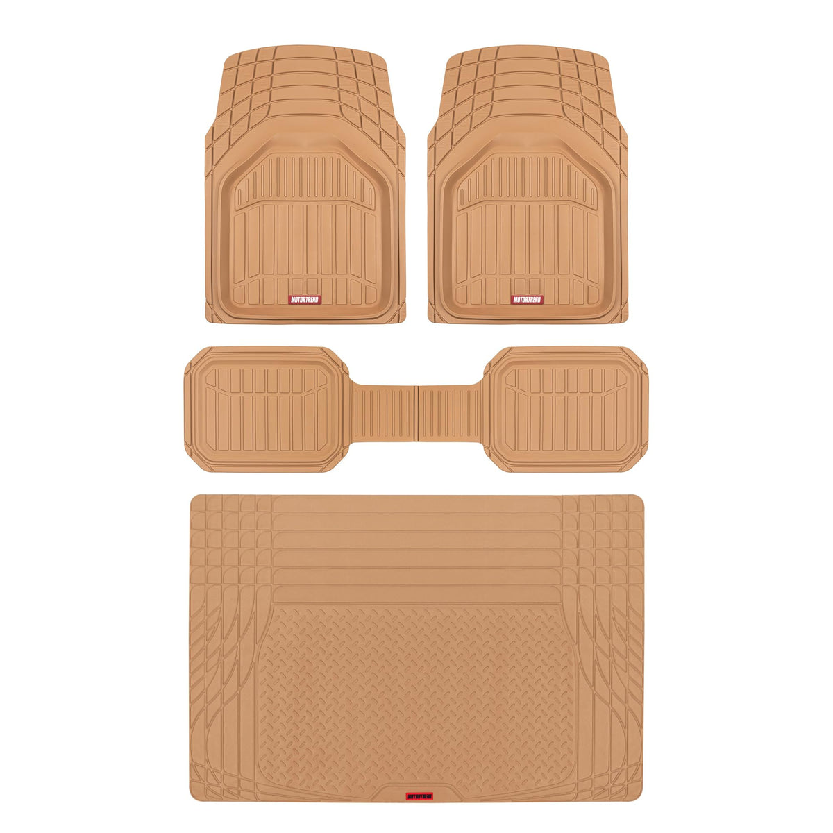Motor Trend 943-BK FlexTough Defender Car Floor Mats -Next Generation Deep Dish Heavy Duty Contour Liners for Car SUV Truck & Van-All Weather Protection, Trim to Fit Most Vehicles Black