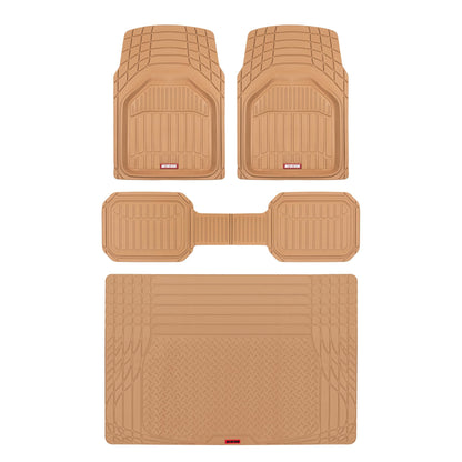 Motor Trend 943-BK FlexTough Defender Car Floor Mats -Next Generation Deep Dish Heavy Duty Contour Liners for Car SUV Truck & Van-All Weather Protection, Trim to Fit Most Vehicles Black