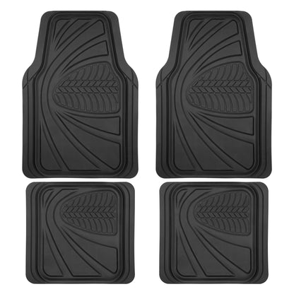 Motor Trend FlexTough Performance All Weather Rubber Car Floor Mats - 3 Piece Floor Mats Automotive Liners for Cars Truck SUV, Heavy-Duty Waterproof (Black)