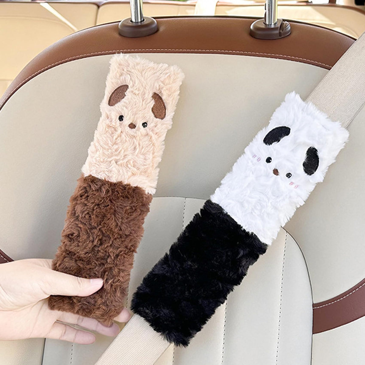 BoAn 2PCS Black Capybara Seat Belt Cover, Cute Soft Shoulder Pad for Adults