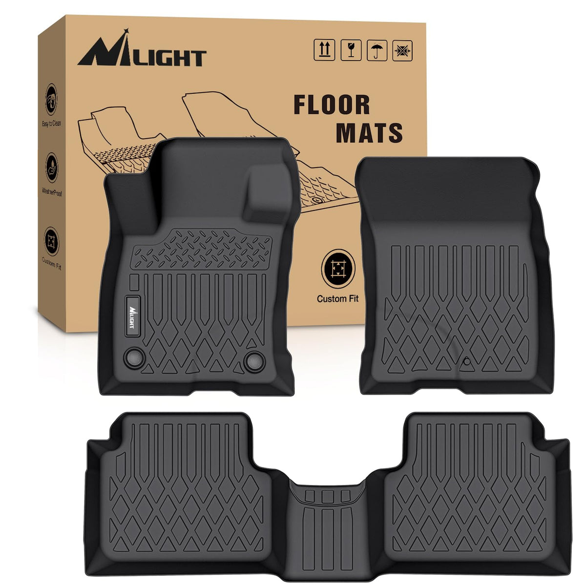 Nilight TPE Floor Mats for Ford F250 F350 F450 Super Duty Crew Cab