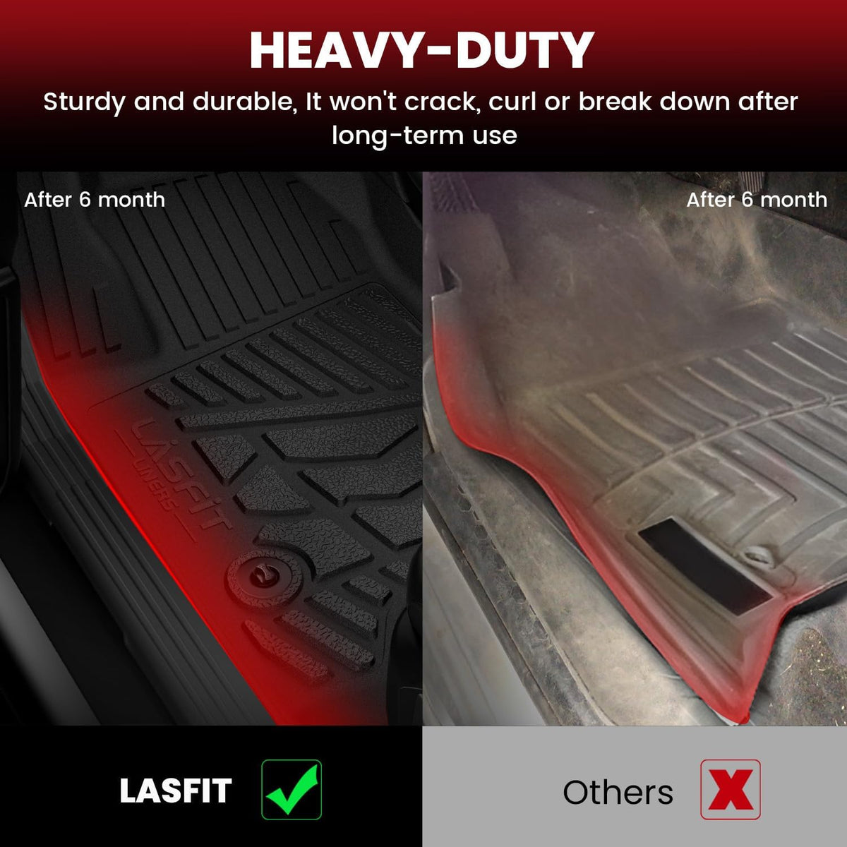 LASFIT Floor Mats for Ford F250 F350 F450 1999-2007 Crew Cab Carpet Floor