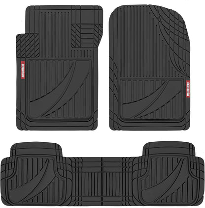 Motor Trend FlexTough™ Advanced Black Rubber Car Floor Mats – Heavy Duty Trim to Fit All Weather Floor Mats for Cars Truck SUV - Automotive Car Interior Floor Liner Protection - Universal Fit
