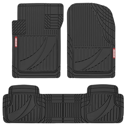 Motor Trend FlexTough™ Advanced Black Rubber Car Floor Mats – Heavy Duty Trim to Fit All Weather Floor Mats for Cars Truck SUV - Automotive Car Interior Floor Liner Protection - Universal Fit