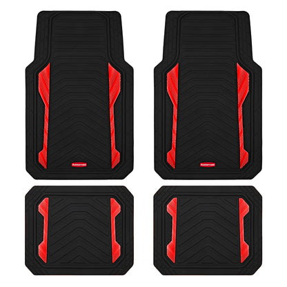 Rubbermaid Car Floor Mat, Heavy Duty All-Weather Car Mats Full Set with Dual-Tone Pink Aluminum Inserts – Universal Fit, Anti-Slip Backing, Trim-to-Fit for Most SUV, Sedan, Van