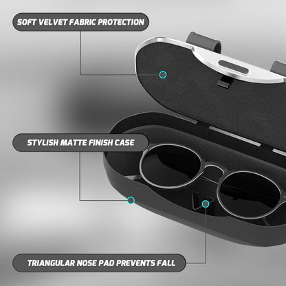 Sunglass Holder for Car ABS Vehicle Eyeglasses Storage Case Sun Visor Sunglasses Organizer Clip Universal Automotive Interior Accessories for SUV Sedan Truck-Matte Black