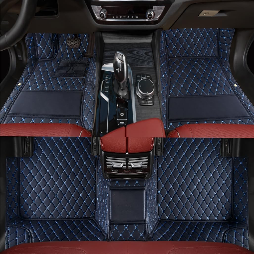 Custom Personalized Floor Mats for Cars，Luxury Full Coverage All Weather Car Floor Mats，Anti-Slip Leather Car Mat Set ，Custom Floor Mats for 99% of Cars, Trucks & SUVs (Pure Black)