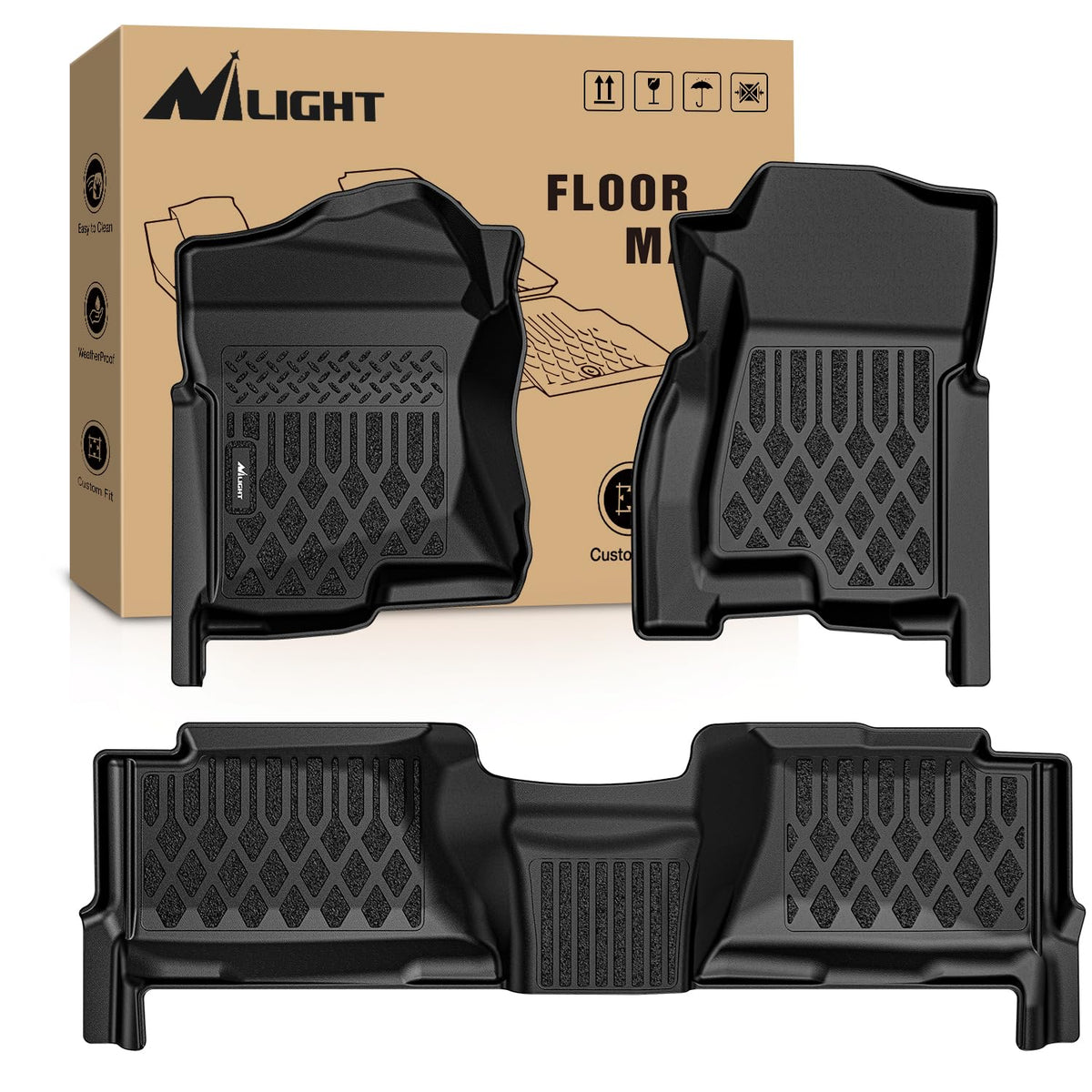 Nilight TPE Floor Mats for Chevy Silverado GMC Sierra Extended Cab