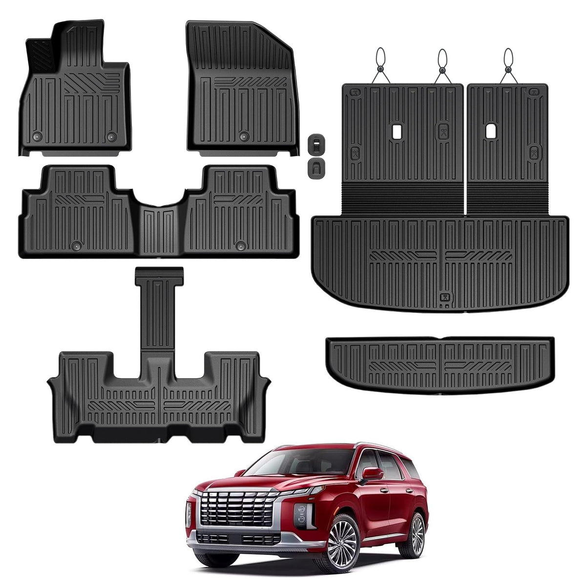 Floor Mats for 2024-2027 Hyundai Santa Fe 6/7-Seat Accessories