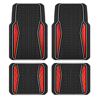 PIC AUTO Car Floor Mats, Pink Aluminum-Molded with Full-Circle Iridescent Inlay Strip Car Mats, Universal-Fit Rubber Mats for Cars, Trucks & SUVs, All-Weather, Non-Slip, Easy-to-Clean Interior Mats