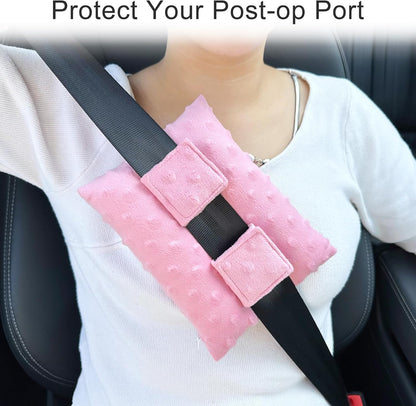 Port Pillows Chemo Port Pillow for Seatbelt Chest Protector Chemo Patients Pacemaker Heart Surgery Recovery Support Cushion Gifts Women Minky Dot Coral