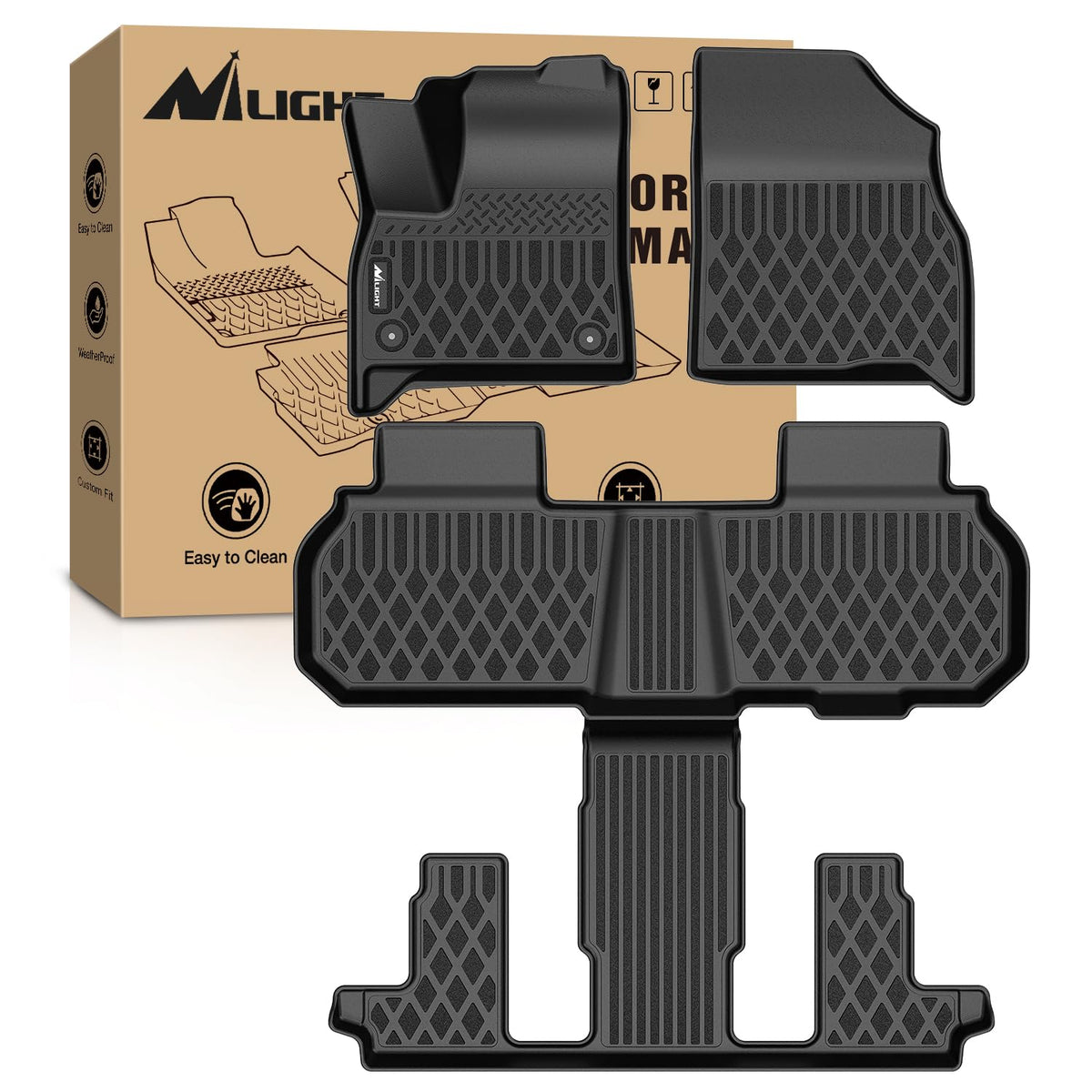 Nilight TPE Floor Mats for Chevy Silverado GMC Sierra Extended Cab