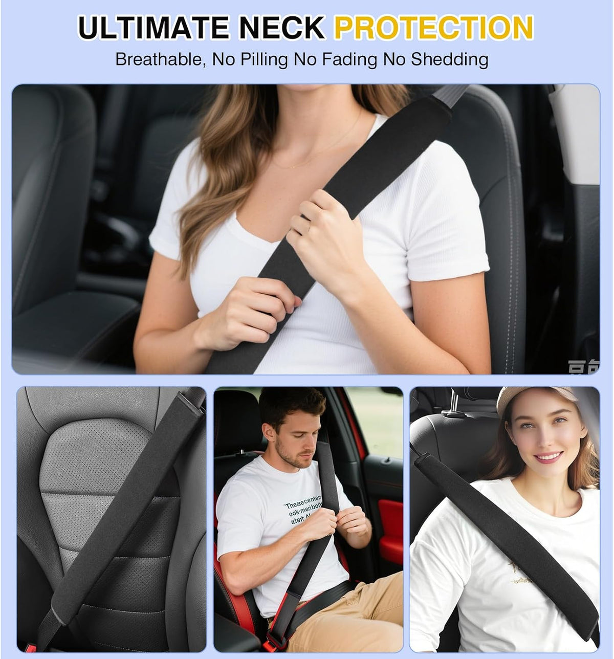 Upgraded Extra Long Car Seat Belt Cover, Soft Shoulder Pad for All Vehicles
