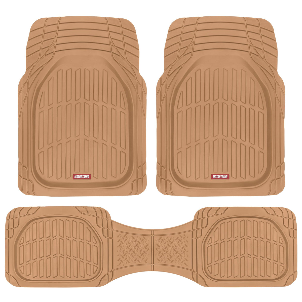 Motor Trend -2 Piece Front Car Floor Mats- Black FlexTough Contour Liners-Deep Dish Heavy Duty Rubber Floor Mats for Car SUV Truck & Van-All Weather Protection, Universal Trim to Fit