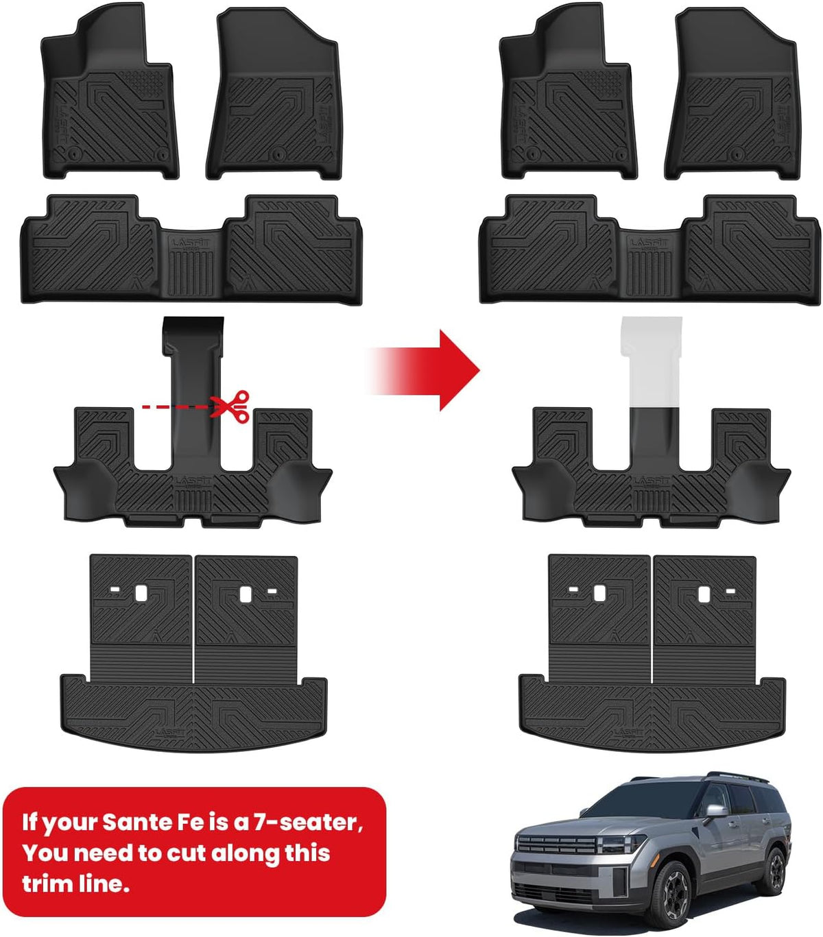 LASFIT Floor Mats for Hyundai Santa Fe Gas 2027 2026 2025 2024