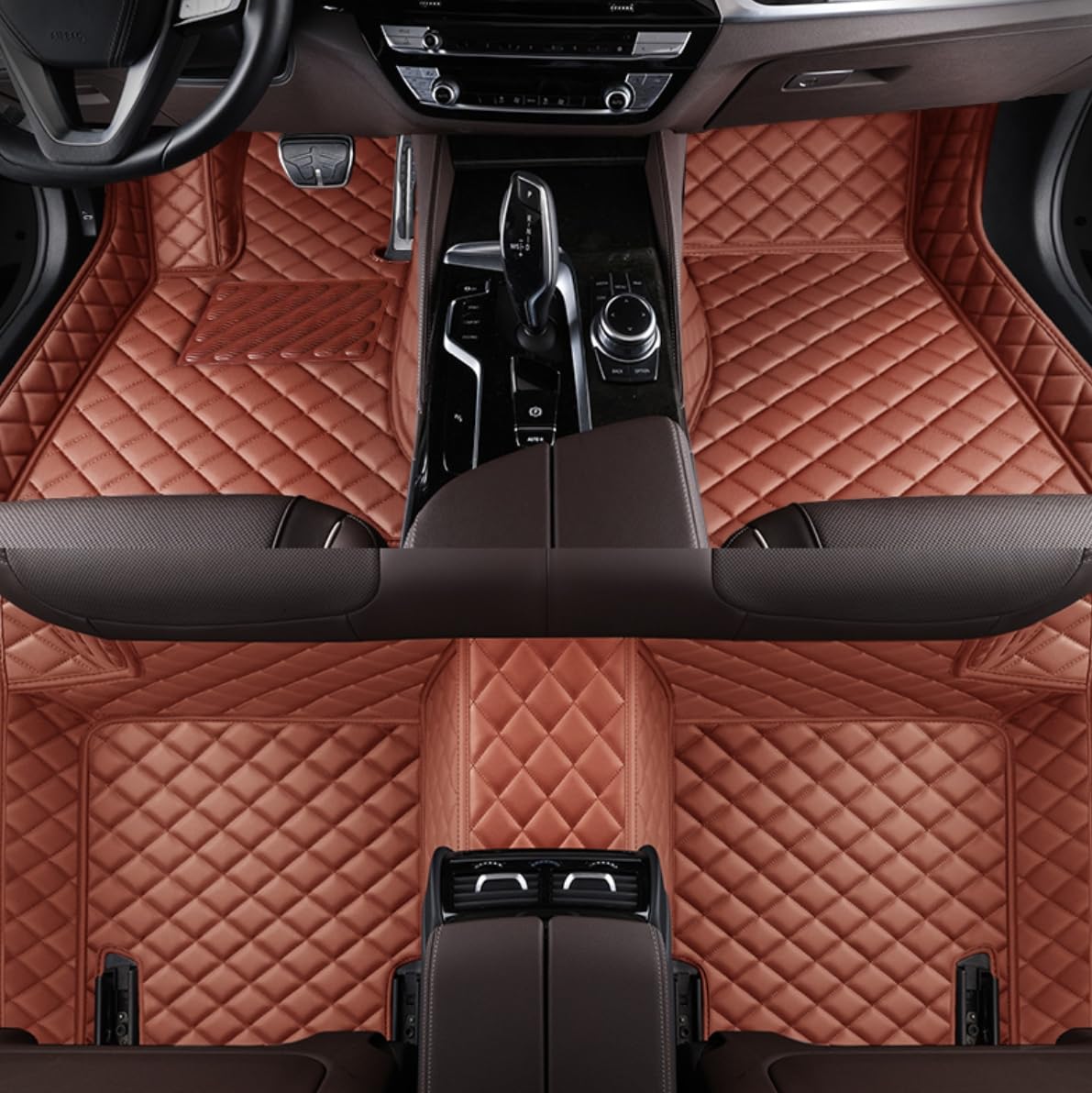 Custom Personalized Floor Mats for Cars，Luxury Full Coverage All Weather Car Floor Mats，Anti-Slip Leather Car Mat Set ，Custom Floor Mats for 99% of Cars, Trucks & SUVs (Pure Black)