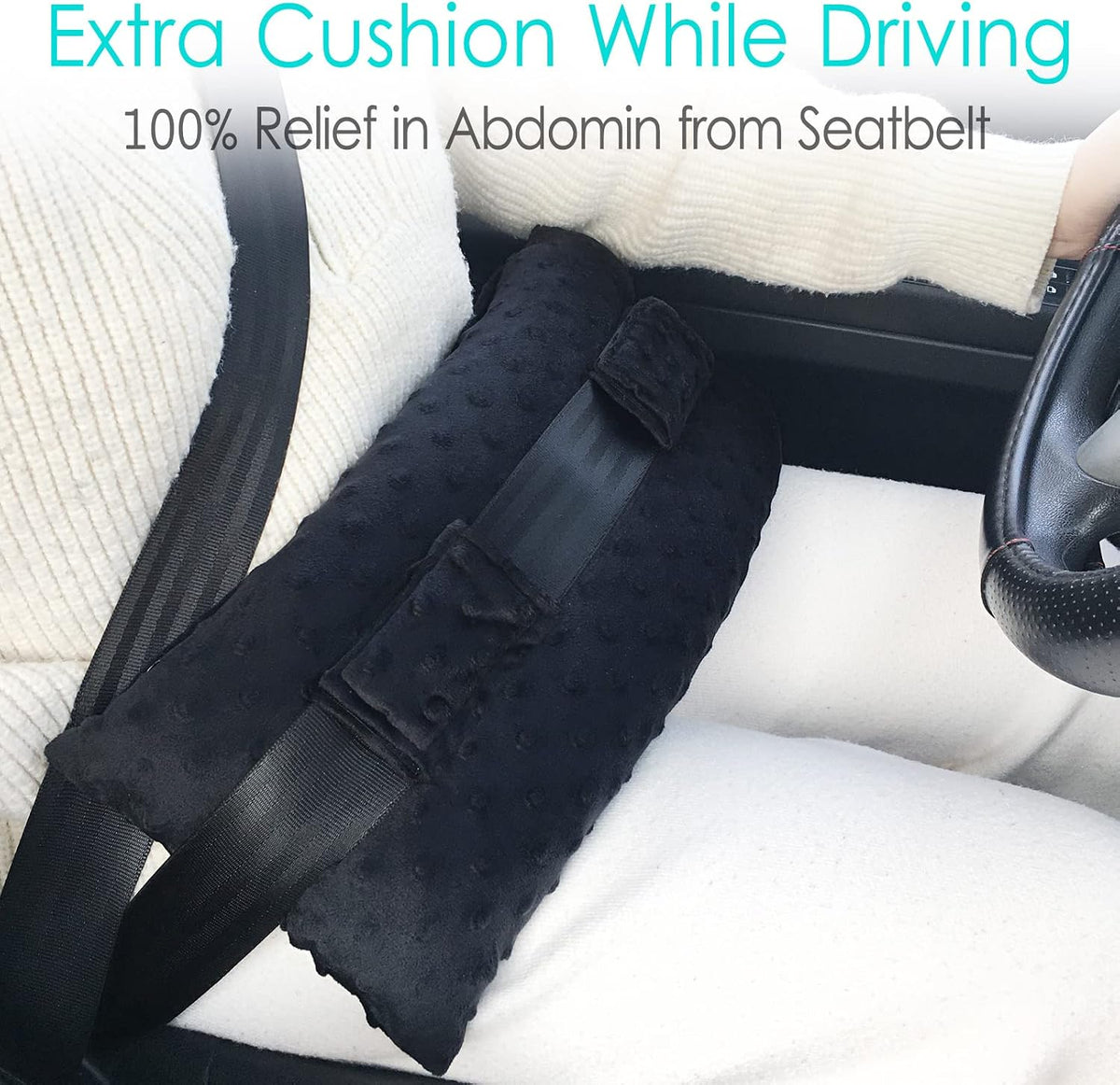 Hysterectomy Pillow Abdominal Surgery Seatbelt Pillows with Pocket Myomectomy Comfort Cushion for Belly Incision Tummy Tuck C-Section Recovery Gifts Women Patients (Minky Black)