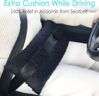 Hysterectomy Pillow Abdominal Surgery Seatbelt Pillows with Pocket Myomectomy Comfort Cushion for Belly Incision Tummy Tuck C-Section Recovery Gifts Women Patients (Minky Black)