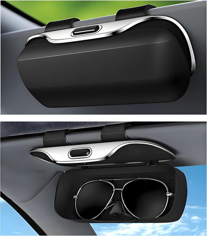 Black Sunglass Holder for Car Visor Clip Glasses Case Car Sunglasses Case