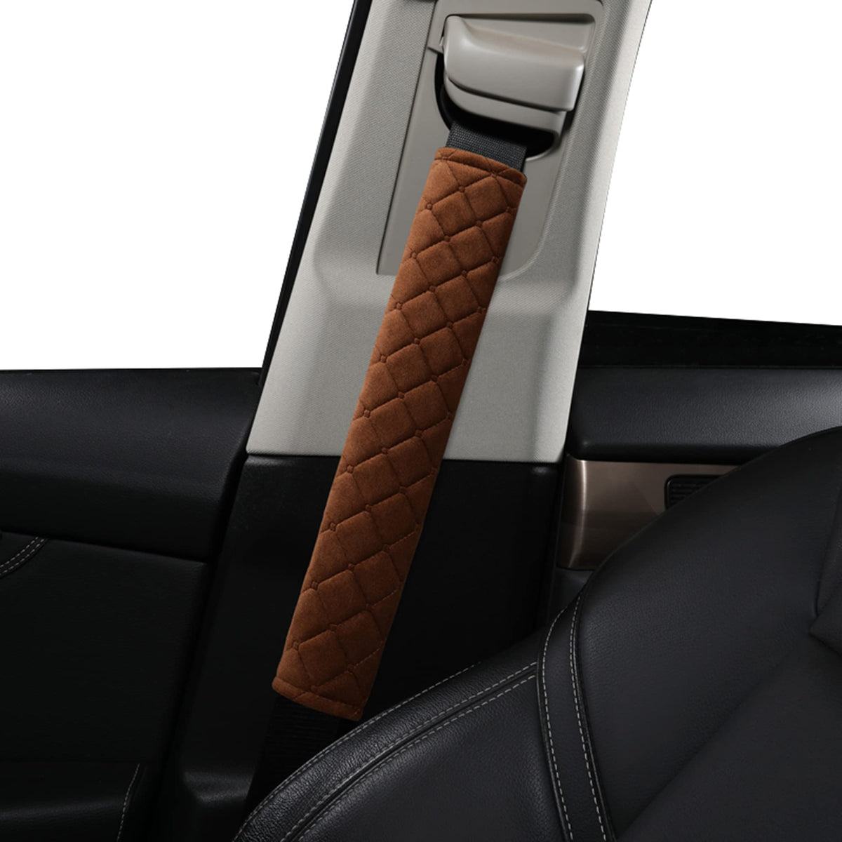 HighnessHwoo Extra Long Seatbelt Covers for Adults Kids Women & Men, Soft Car Seat Belt Strap Cushion for for truck & bus drivers only, Shoulder Neck Chest Protector Pads, 1pc, Beige, 25.5in
