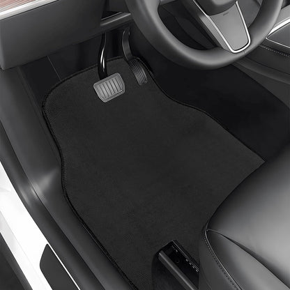 4 PCS Car Floor Mats, Waterproof Auto Rug Floor Pads Stylish Interior Accessories, Anti-Slip Front & Rear Carpet Mats Universal Protective Pads for Cars Trucks SUVs (Black)