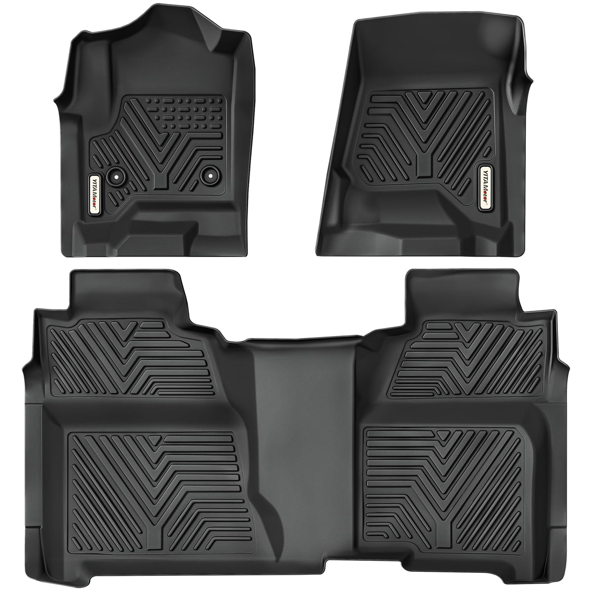 YITAMOTOR Floor Mats for 2019-2026 Chevrolet Silverado/GMC Sierra 1500 & 2020-2026 Chevy Silverado/GMC Sierra 2500HD/3500HD Crew Cab With Underseat Storage Box Bucket Seat, 1st & 2nd Row, Black