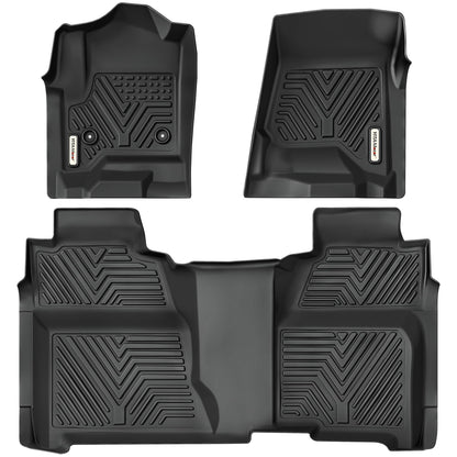 YITAMOTOR Floor Mats for 2019-2026 Chevrolet Silverado/GMC Sierra 1500 & 2020-2026 Chevy Silverado/GMC Sierra 2500HD/3500HD Crew Cab With Underseat Storage Box Bucket Seat, 1st & 2nd Row, Black