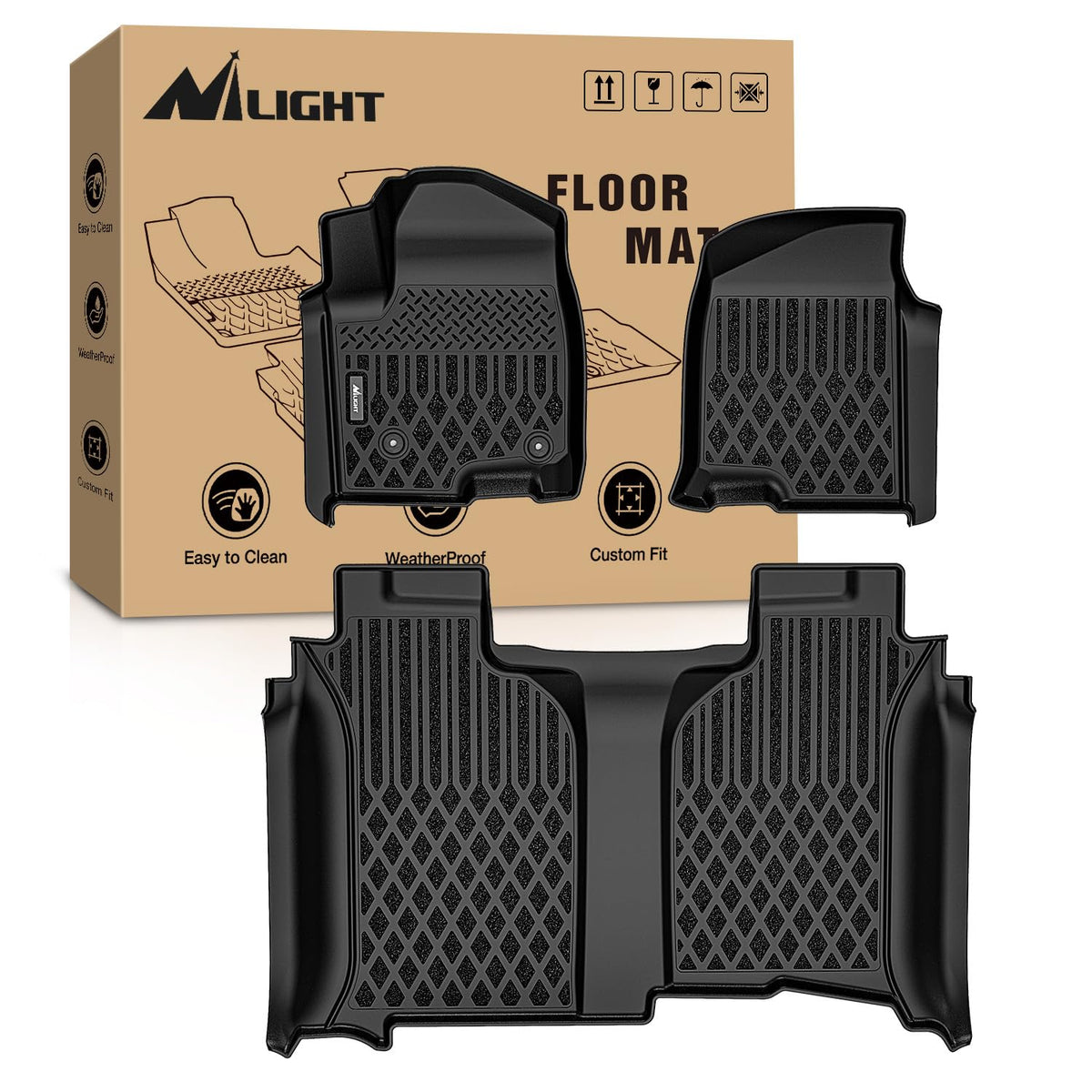 Nilight TPE Floor Mats for Chevy Silverado GMC Sierra Extended Cab
