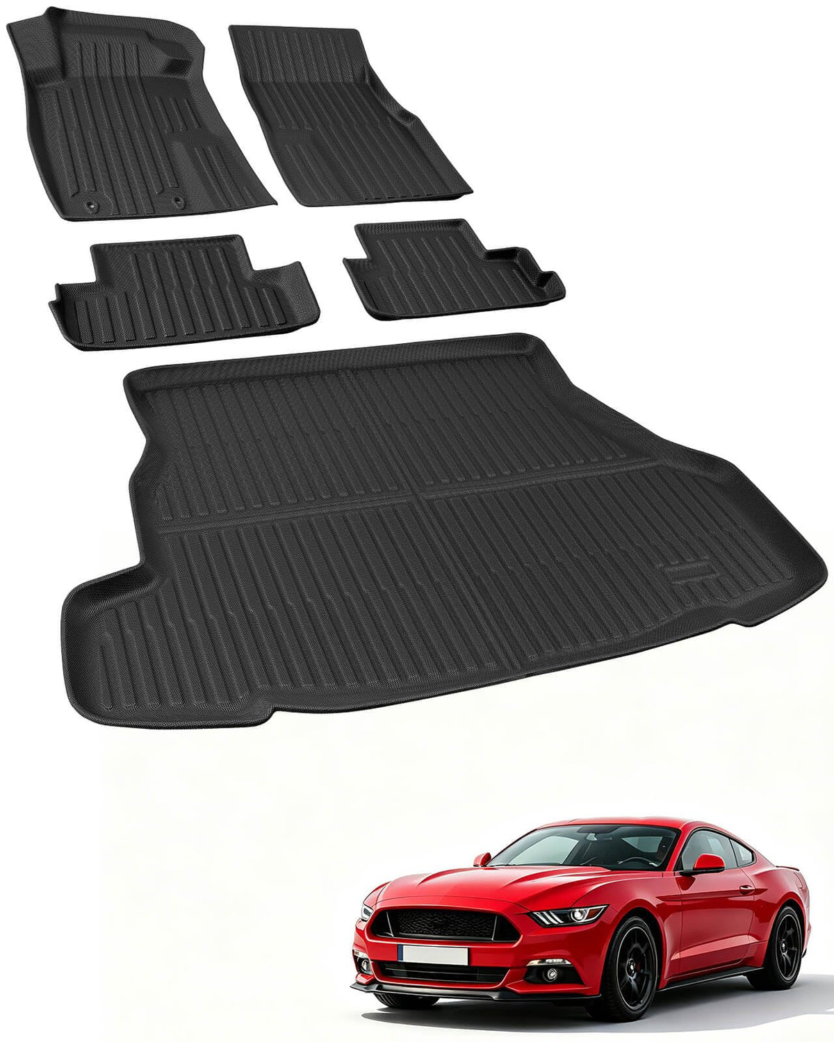 Car Floor Mats for Toyota Prius 2010-2015, 4PCS TPE Car Mats & Trunk Liner