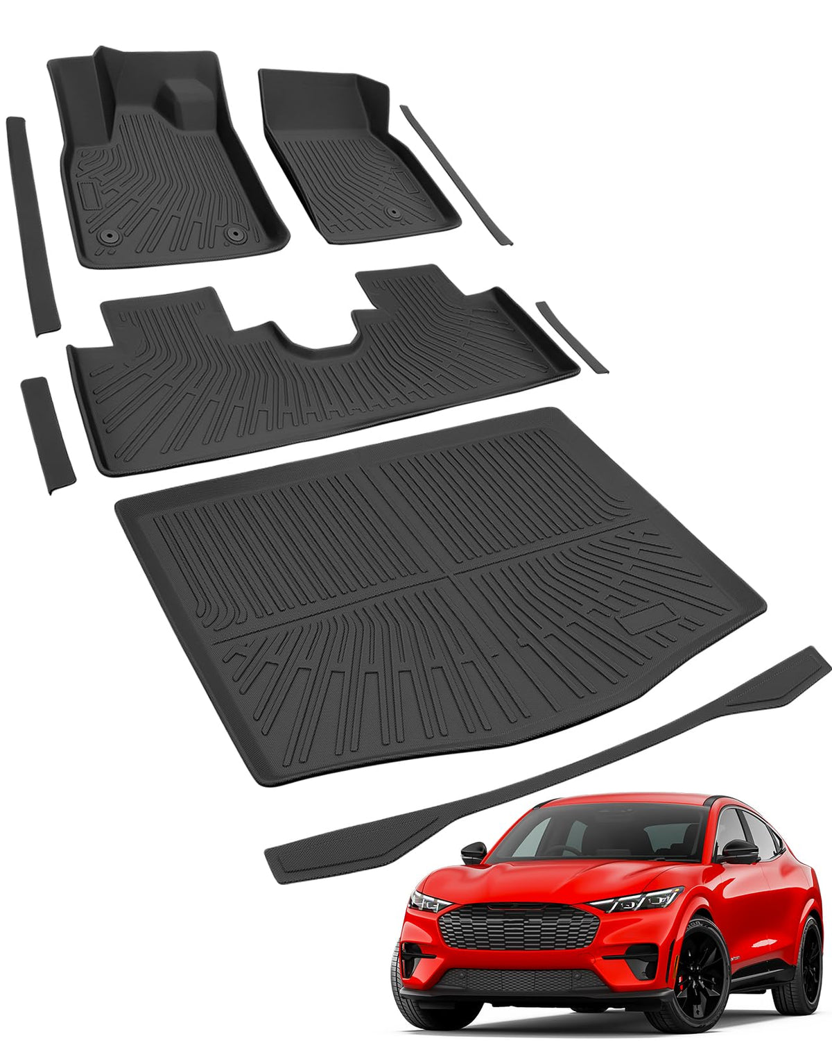Car Floor Mats for Toyota Prius 2010-2015, 4PCS TPE Car Mats & Trunk Liner