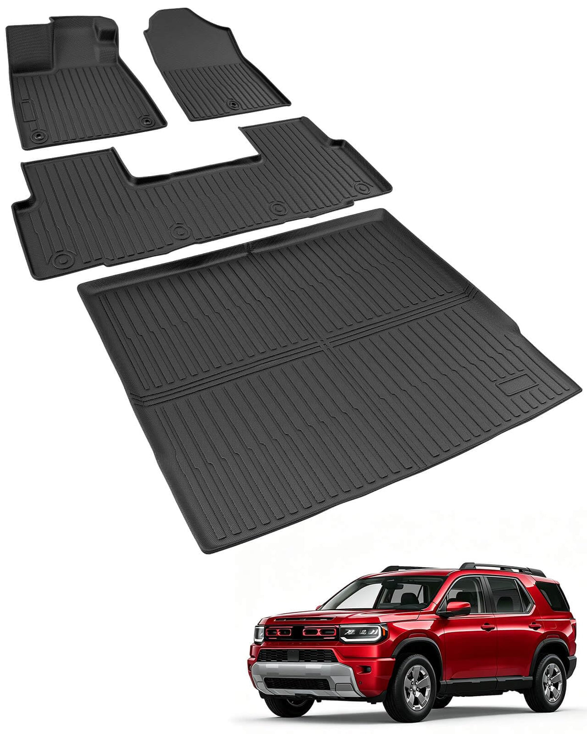 Car Floor Mats for Toyota Prius 2010-2015, 4PCS TPE Car Mats & Trunk Liner