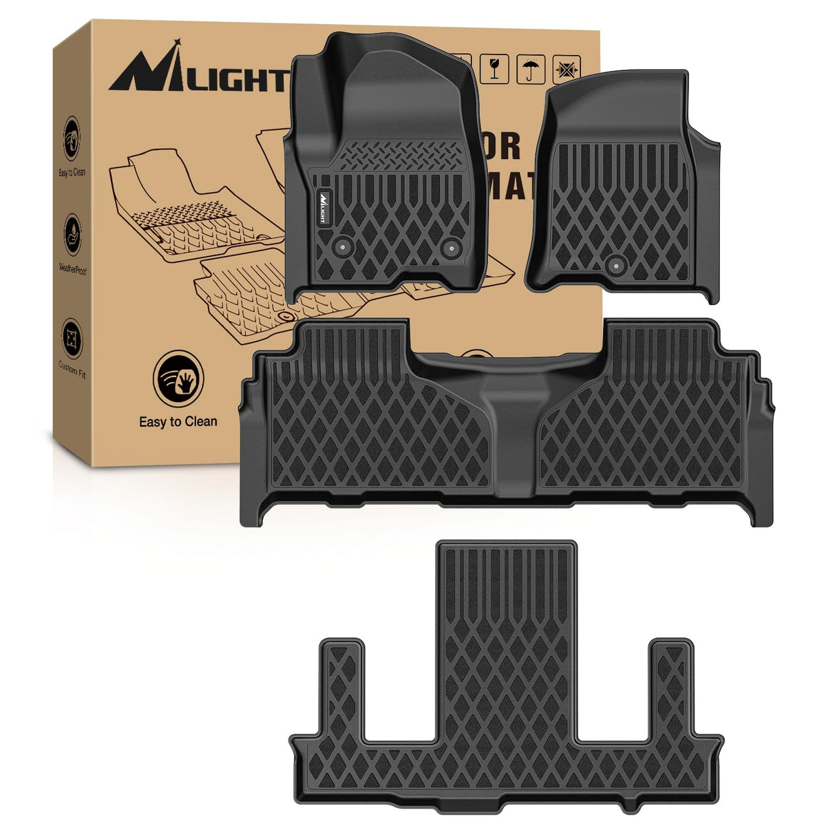 Nilight TPE Floor Mats for Chevy Silverado GMC Sierra Extended Cab