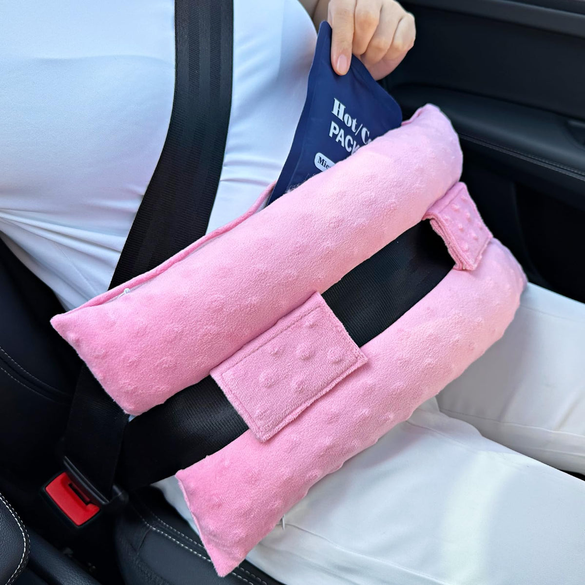 Hysterectomy Pillow Abdominal Surgery Seatbelt Pillows with Pocket Myomectomy Comfort Cushion for Belly Incision Tummy Tuck C-Section Recovery Gifts Women Patients (Minky Black)