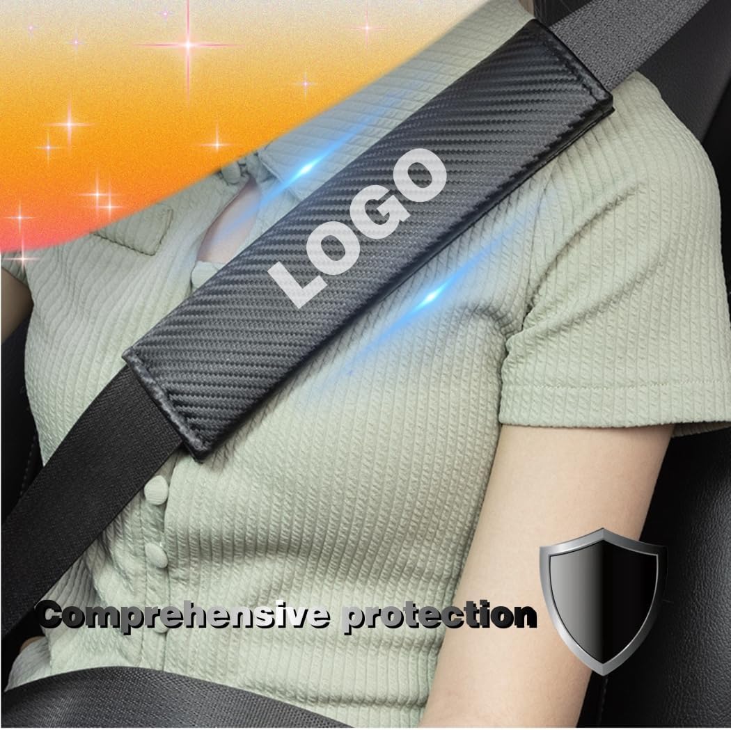 Car seat Belt Cover Compatible with AMG Carbon Fiber Texture car seat Belt pad Cover Soft and Comfortable