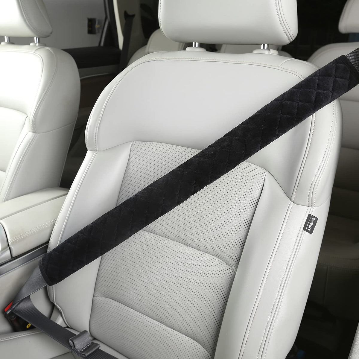 HighnessHwoo Extra Long Seatbelt Covers for Adults Kids Women & Men, Soft Car Seat Belt Strap Cushion for for truck & bus drivers only, Shoulder Neck Chest Protector Pads, 1pc, Beige, 25.5in