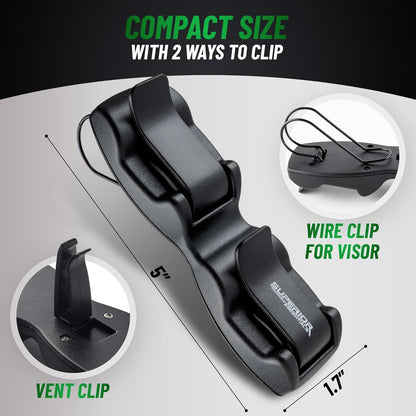 SUPERIOR ESSENTIALS Sunglass Holder for Car Visor Clip - Sun-Glasses Holder and Ticket Card Clips - Car Visor Accessories - Luxury Eyeglass Car Mount (Pack 1)