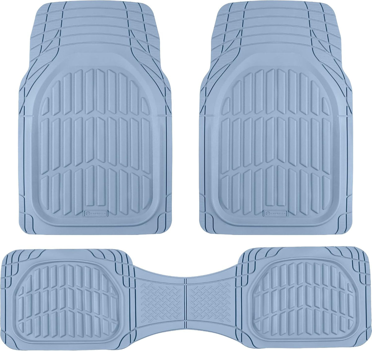 Carbella FlexTough LITE Rubber Car Mats Full Set - All Weather Floor Mats for Trucks, Cars & SUVs - Automotive Waterproof Blue Car Floor Mats for Cars Interior Accessories Universal Trim-to-Fit