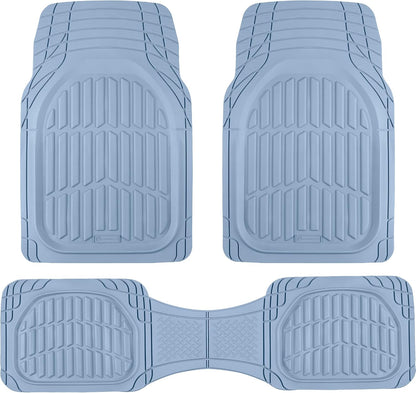 Carbella FlexTough LITE Rubber Car Mats Full Set - All Weather Floor Mats for Trucks, Cars & SUVs - Automotive Waterproof Blue Car Floor Mats for Cars Interior Accessories Universal Trim-to-Fit