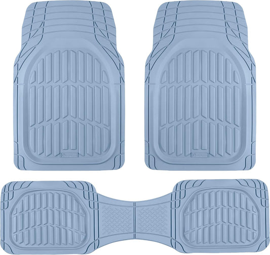 Carbella FlexTough LITE Rubber Car Mats Full Set - All Weather Floor Mats for Trucks, Cars & SUVs - Automotive Waterproof Blue Car Floor Mats for Cars Interior Accessories Universal Trim-to-Fit