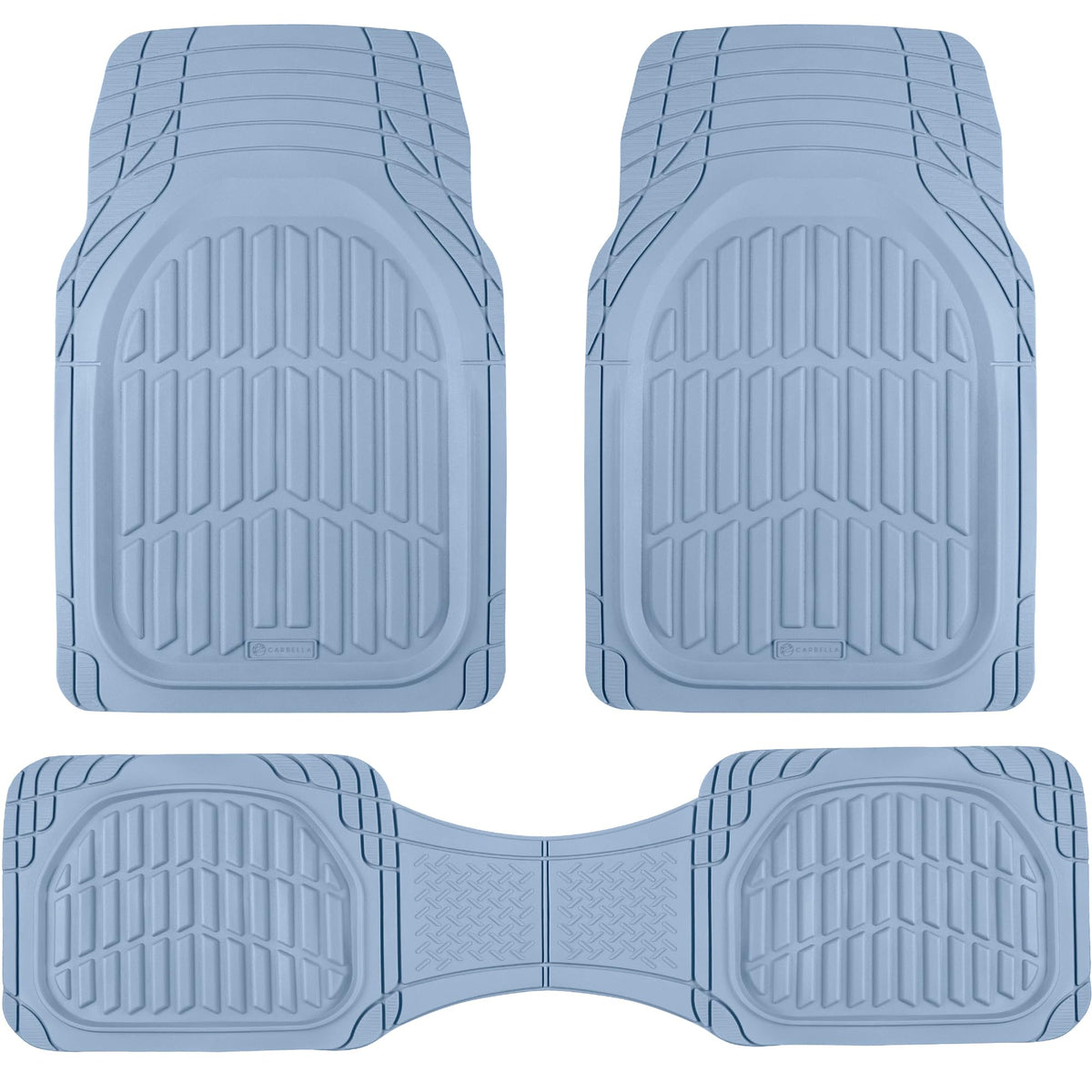 Carbella FlexTough LITE Rubber Car Mats Full Set - All Weather Floor Mats for Trucks, Cars & SUVs - Automotive Waterproof Blue Car Floor Mats for Cars Interior Accessories Universal Trim-to-Fit