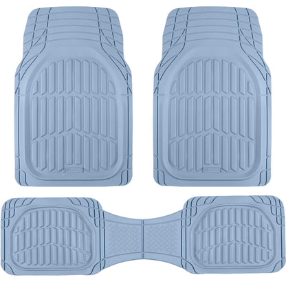 Carbella FlexTough LITE Rubber Car Mats Full Set - All Weather Floor Mats for Trucks, Cars & SUVs - Automotive Waterproof Blue Car Floor Mats for Cars Interior Accessories Universal Trim-to-Fit