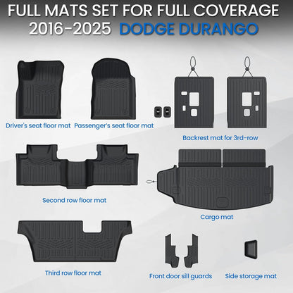 Floor Mats for Dodge Durango 2016-2026 7 Seats w/Bench Seats