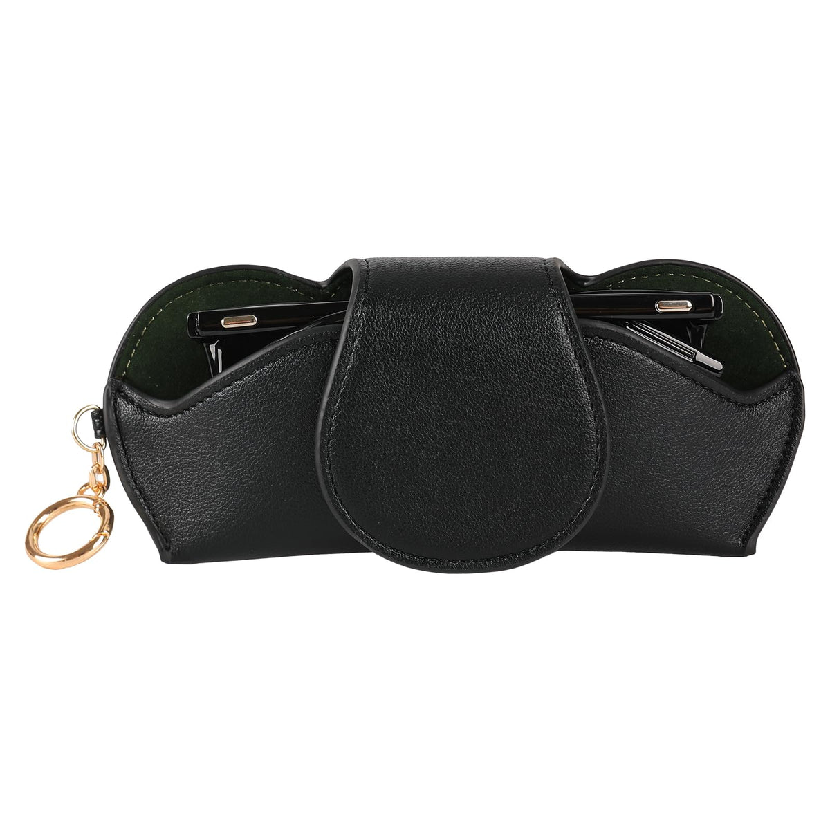 KINIVA Sunglasses Holder for Car Visor with Hanging Hook Portable Leather Glasses Storage Bag with Detachable Clips